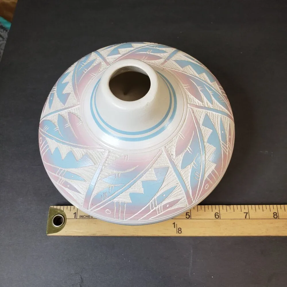 Vintage Hand Painted Hozoni Native American Pottery Vessel Vase 5